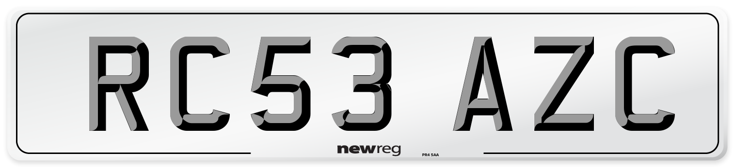 RC53 AZC Number Plate from New Reg